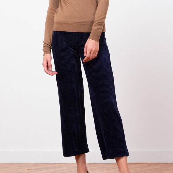 Avenue Montaigne Alex Corduroy Navy Pant Ribbed Soft Stretch 2 - Picture 1 of 12